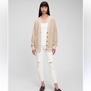 GAP Boyfriend Cardigan Oversized Size Small Tan Preppy Fall‎ Autumn Classic